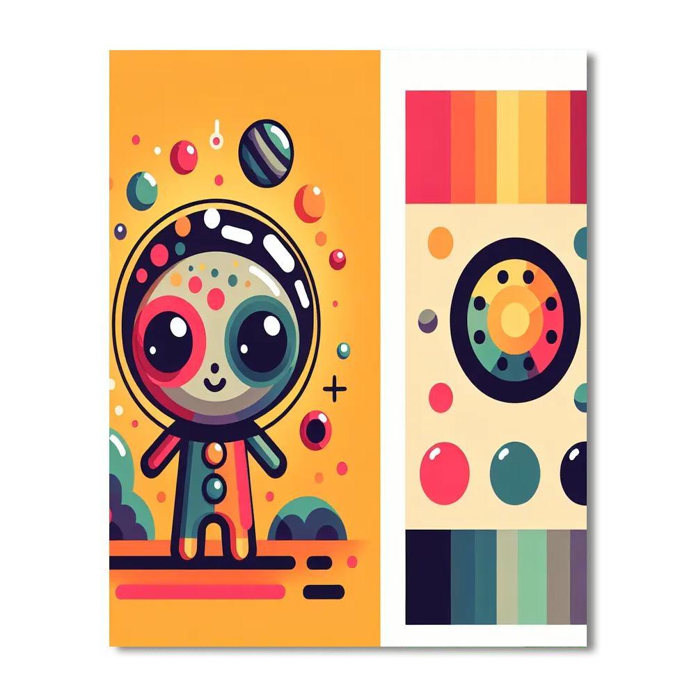 Friendly Alien Visitor Paint By Numbers Art