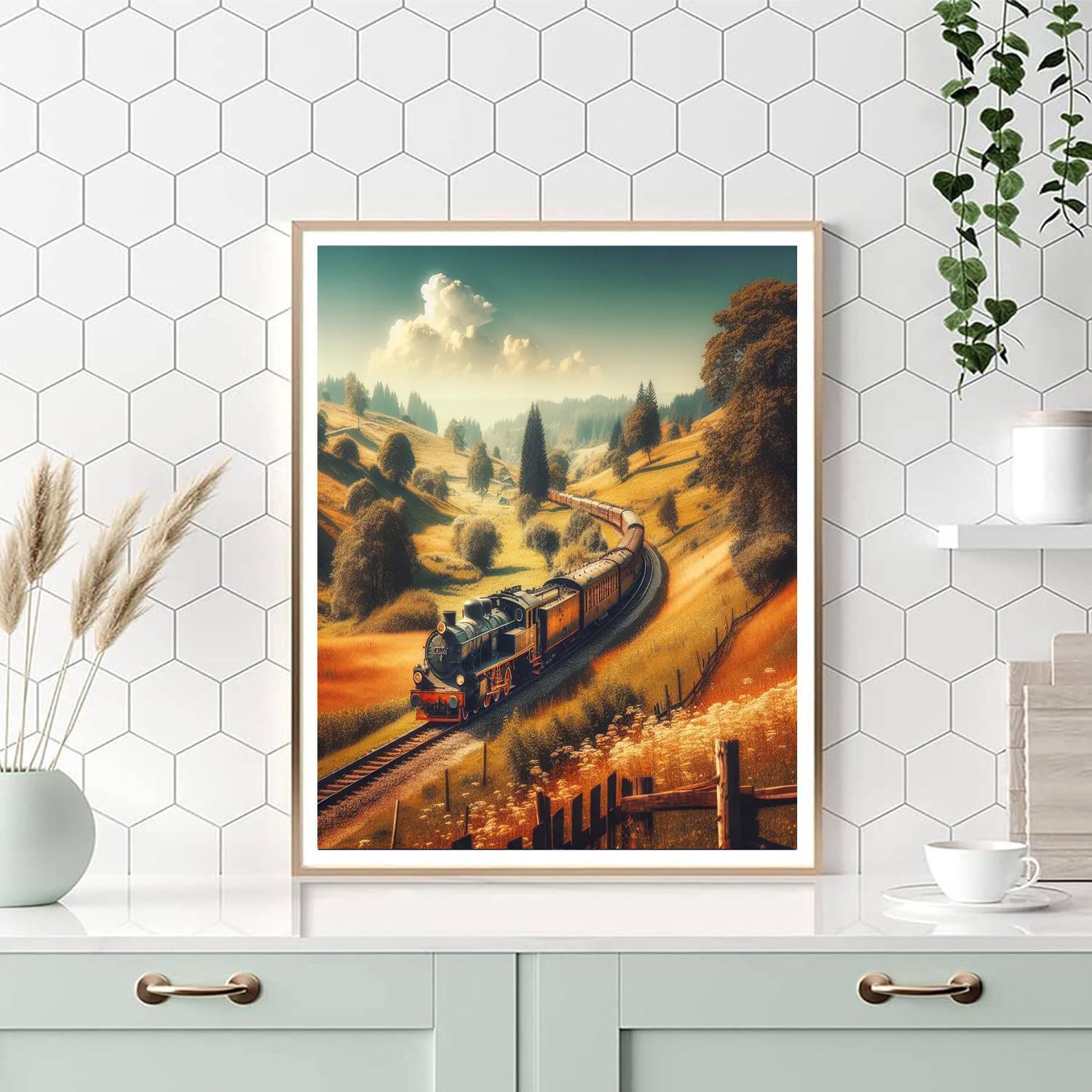 Historic Steam Locomotive Painting By Numbers Kit