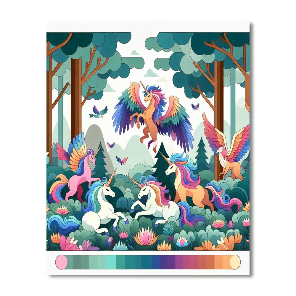 Fantasy Forest With Magical Beasts Paint By Number