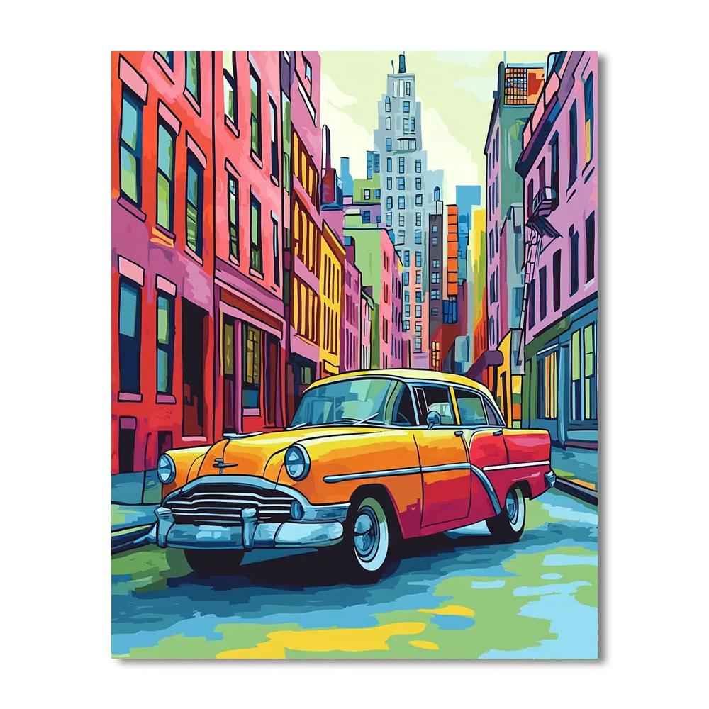Edward Hopper Inspired Vibrant Vintage Vehicles  Paint By Number