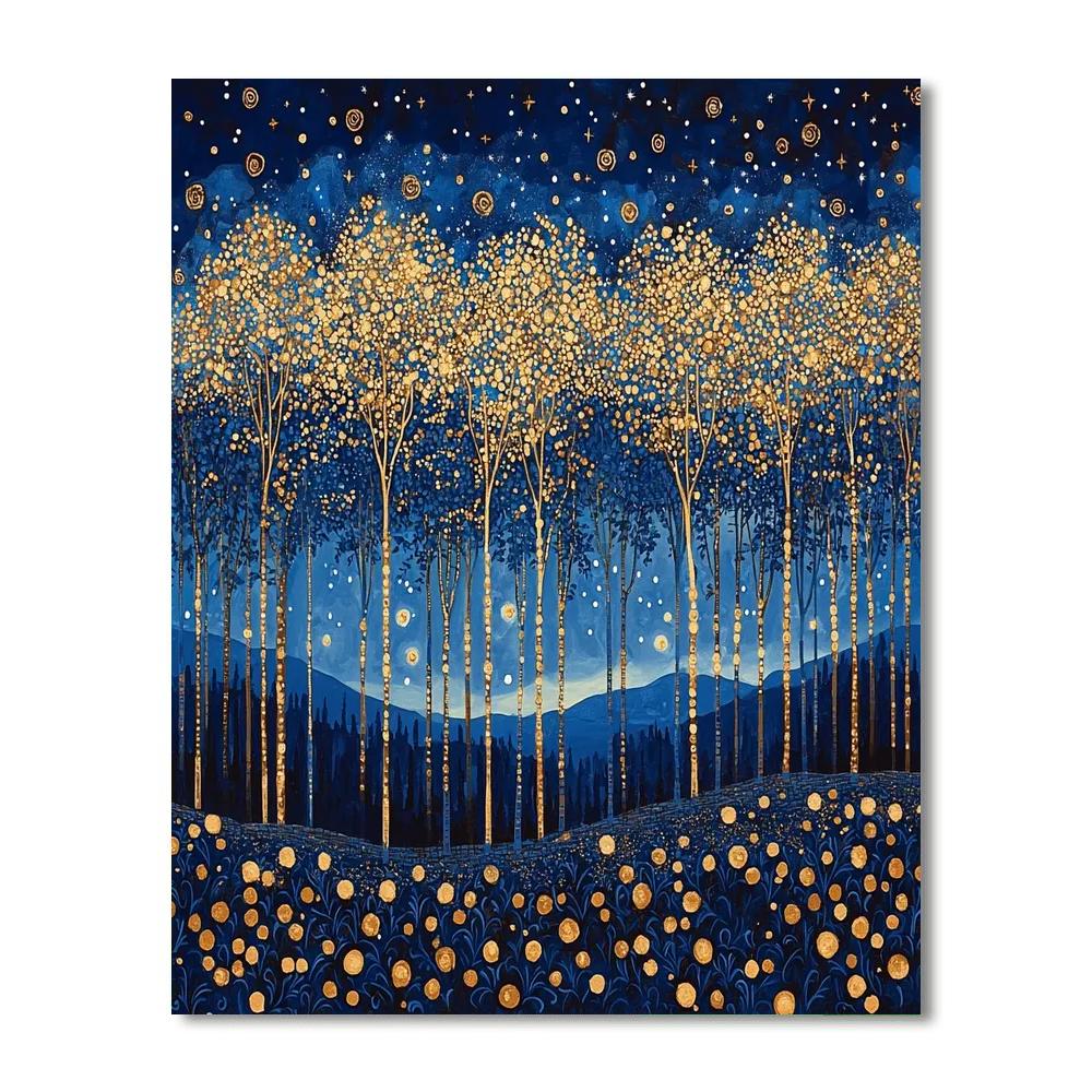 Gustav Klimt Inspired Glistening Night Forest  Paint By Numbers Kits