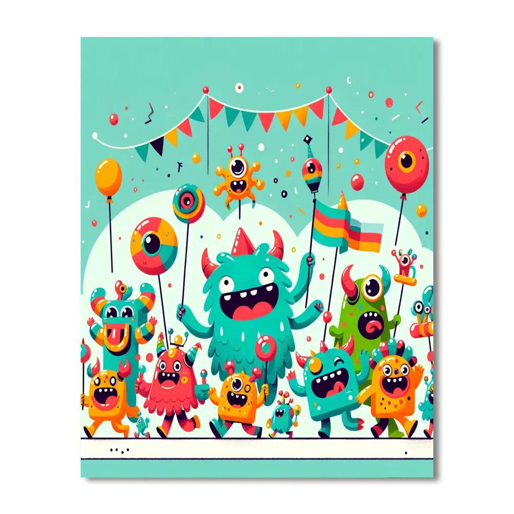 Playful Monster Parade Painting By Numbers Kit