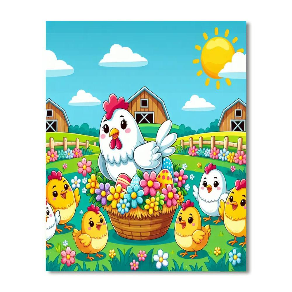 Chirpy Chickens Paint By Numbers Art