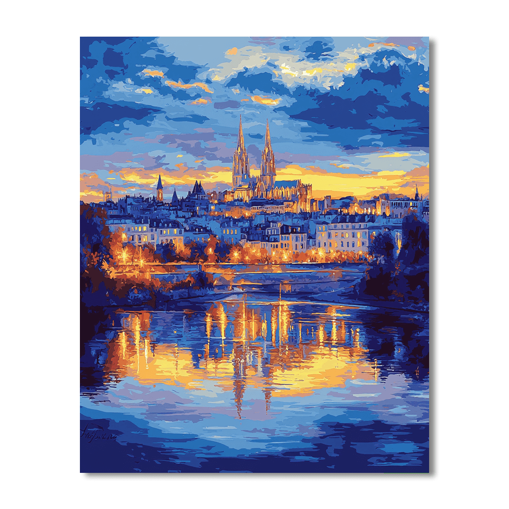 Claude Monet Inspired Urban Reflections At Dusk  Painting By Numbers Kit