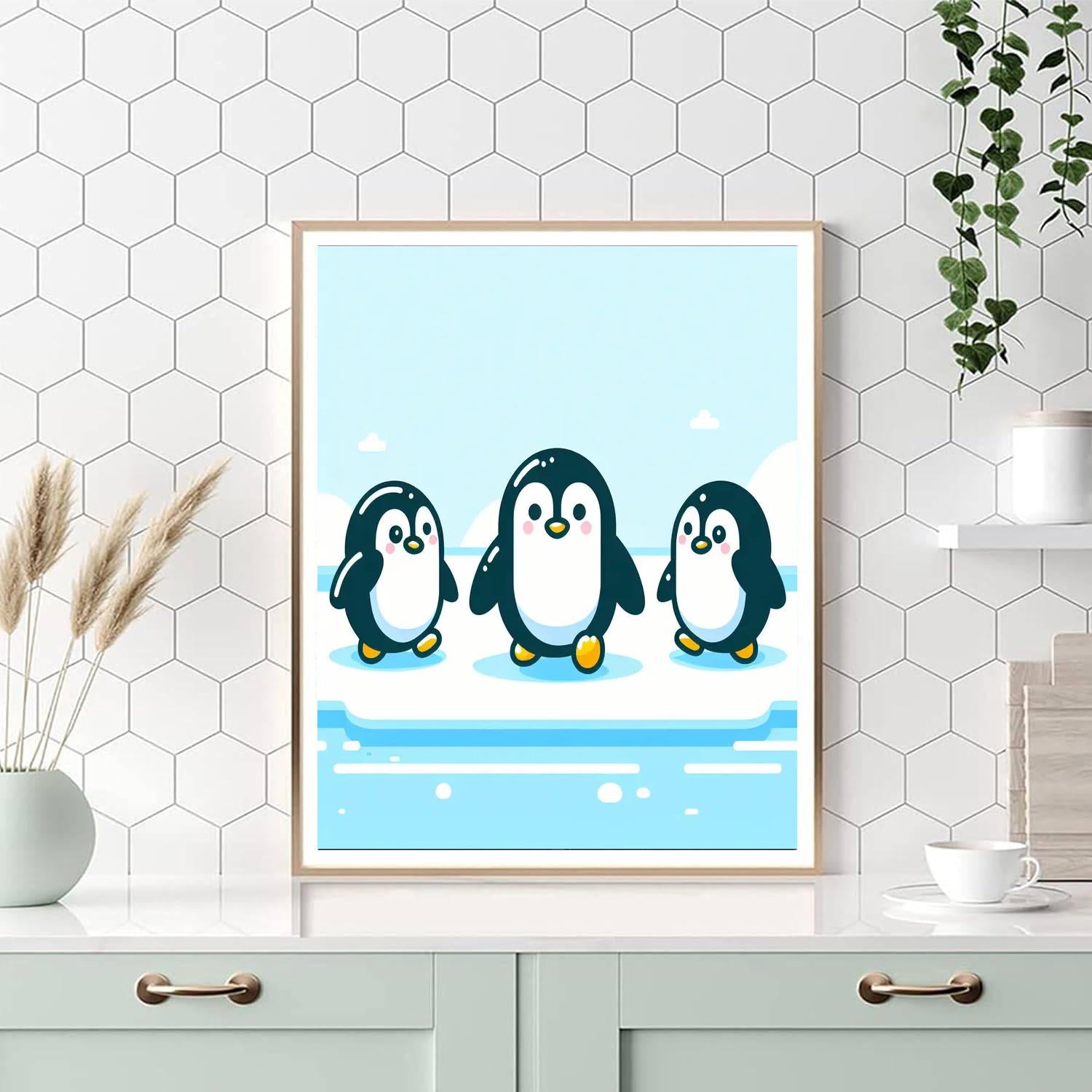 Penguin Parade On Ice Paint By Numbers Art
