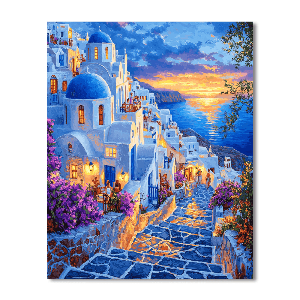 Santorini's Oia Village DIY Paint By Numbers