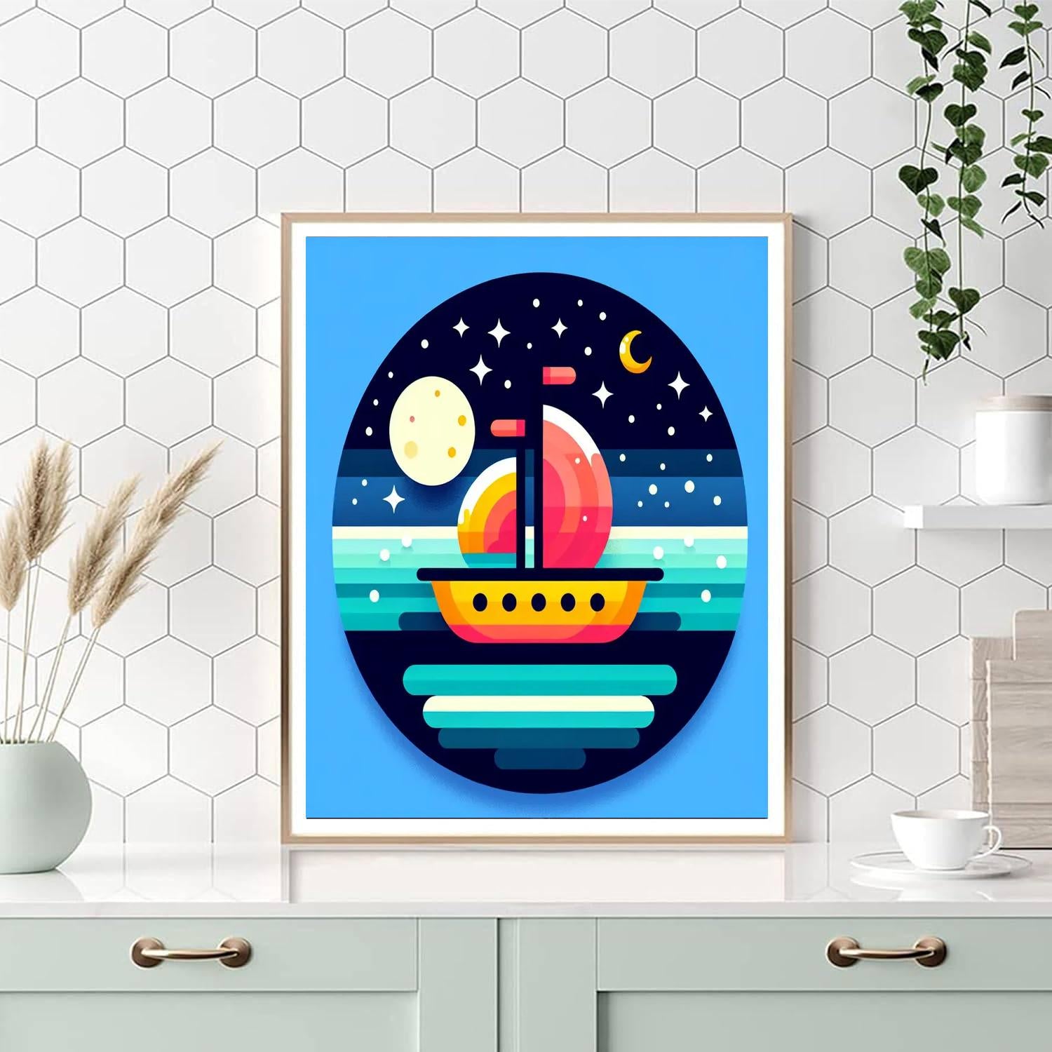 Moonlight Ocean Cruise Paint By Numbers Art