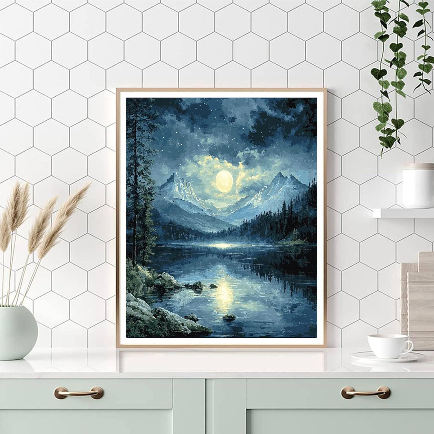 Caspar David Friedrich Inspired Moonlit Landscape Serenity  Paint By Numbers Kits