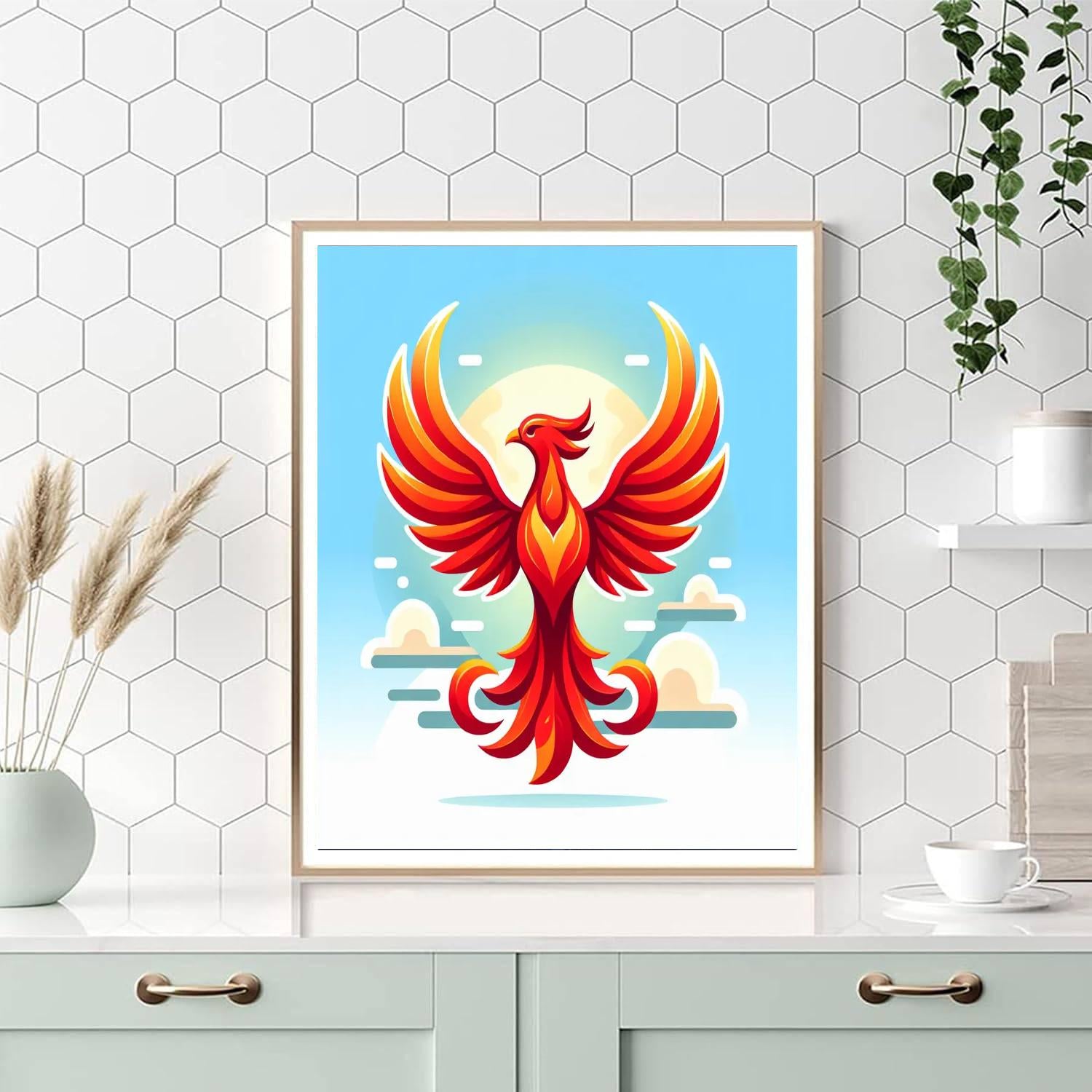 Mythical Phoenix Number Painting