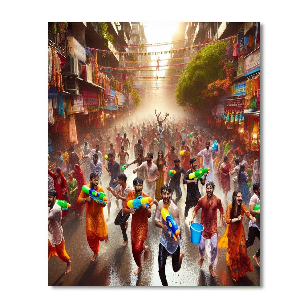 Songkran Festival - Bangkok Paint By Color