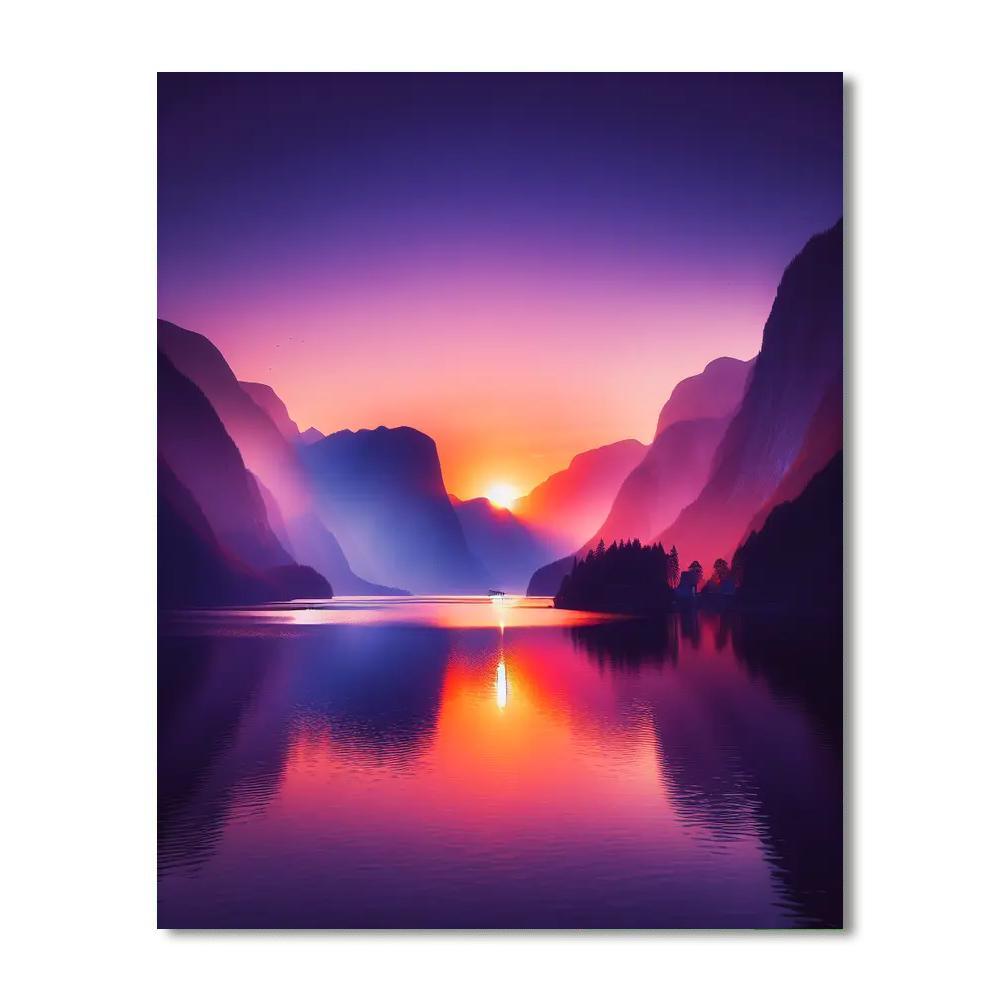 Twilight At The Mountain Lake Paint By Numbers Art