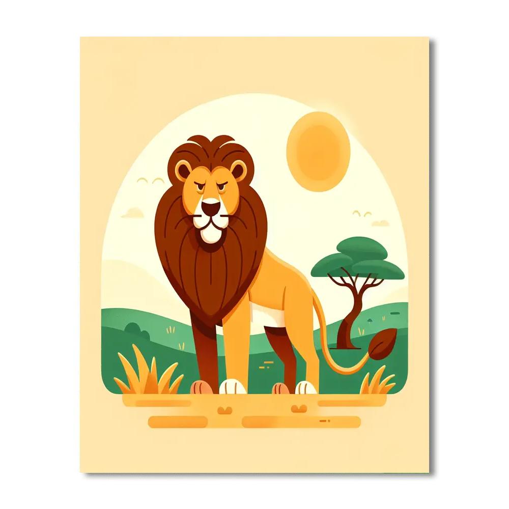 Courageous Lion Safari Painting Number Kit