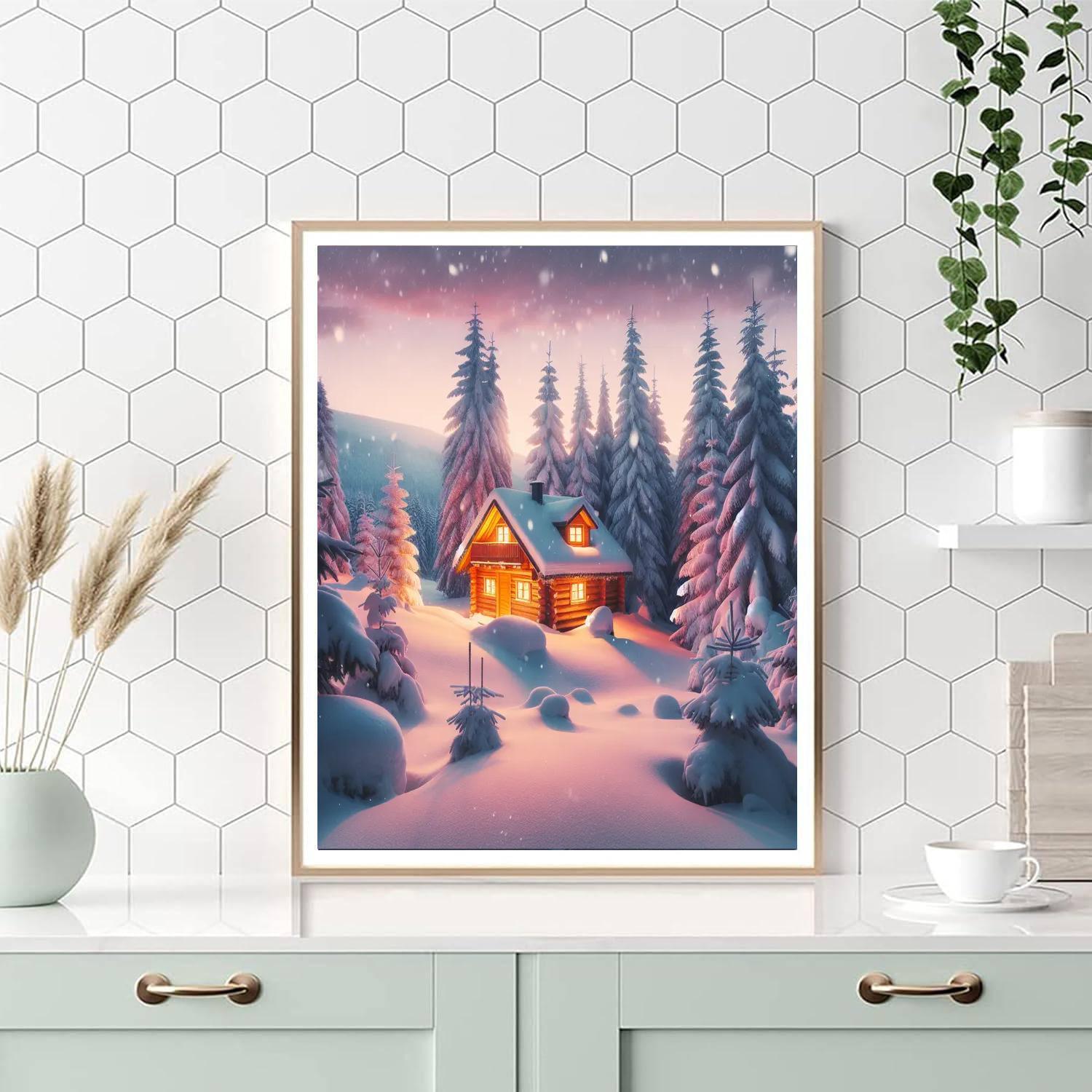 Winter Cabin Getaway Paint By Numbers Art