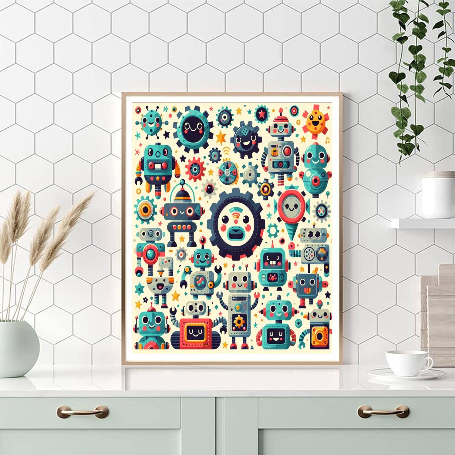 Fun Robot Adventure Paint By Numbers
