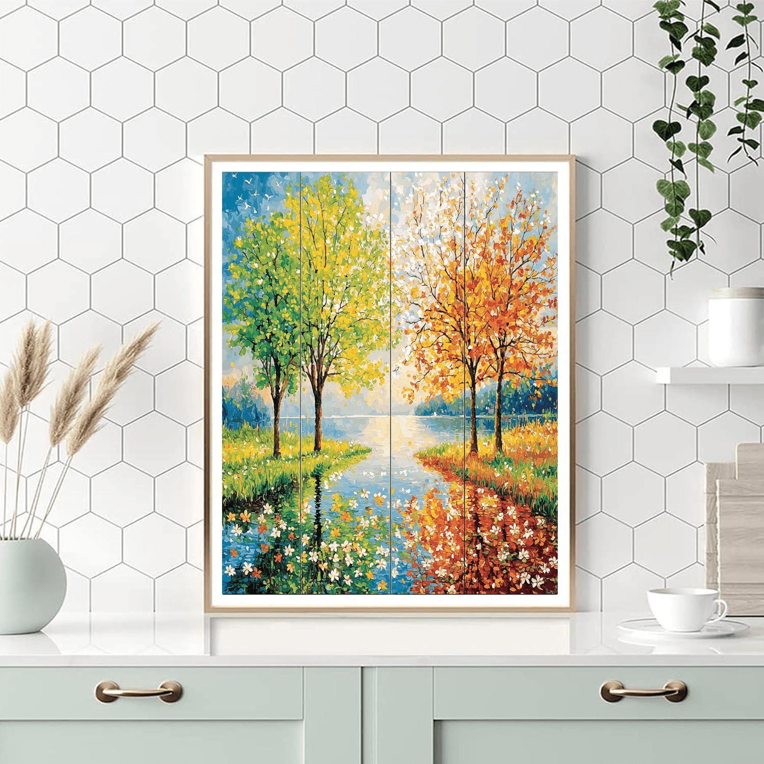 Claude Monet Inspired Seasonal Reflections  Paint By Numbers Art