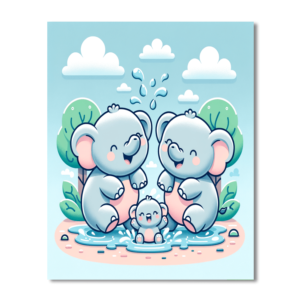 Playful Elephant Family Numbered Painting Kits