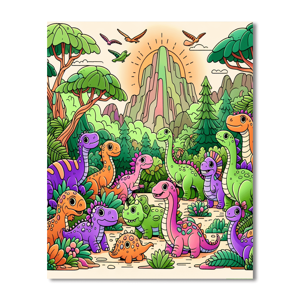 Playful Dinosaur Kingdom Number Painting