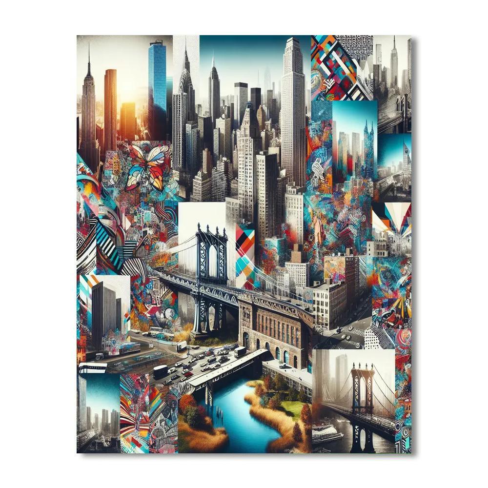 Dynamic Urban Collage Numbered Painting Kits
