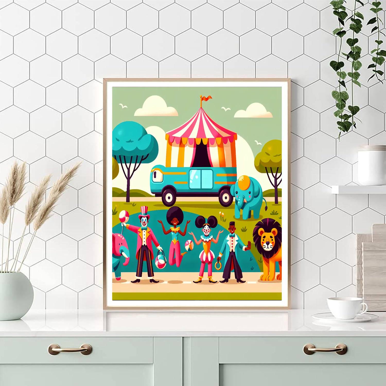 Circus Caravan Journey Painting Number Kit