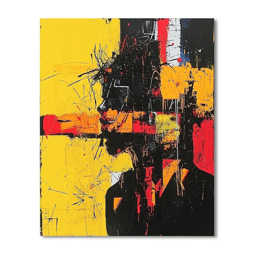 Jean-Michel Basquiat Inspired Fractured Reality  Paint By Color