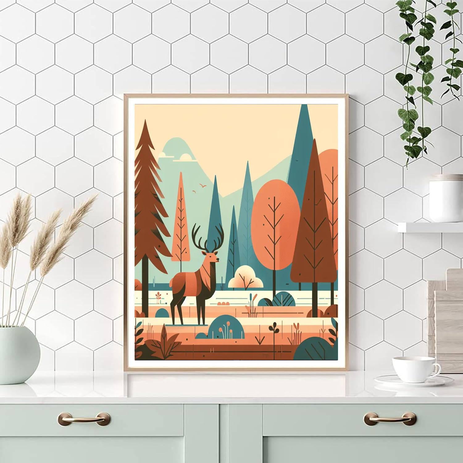 Energetic Elk Encounter Painting Number Kit