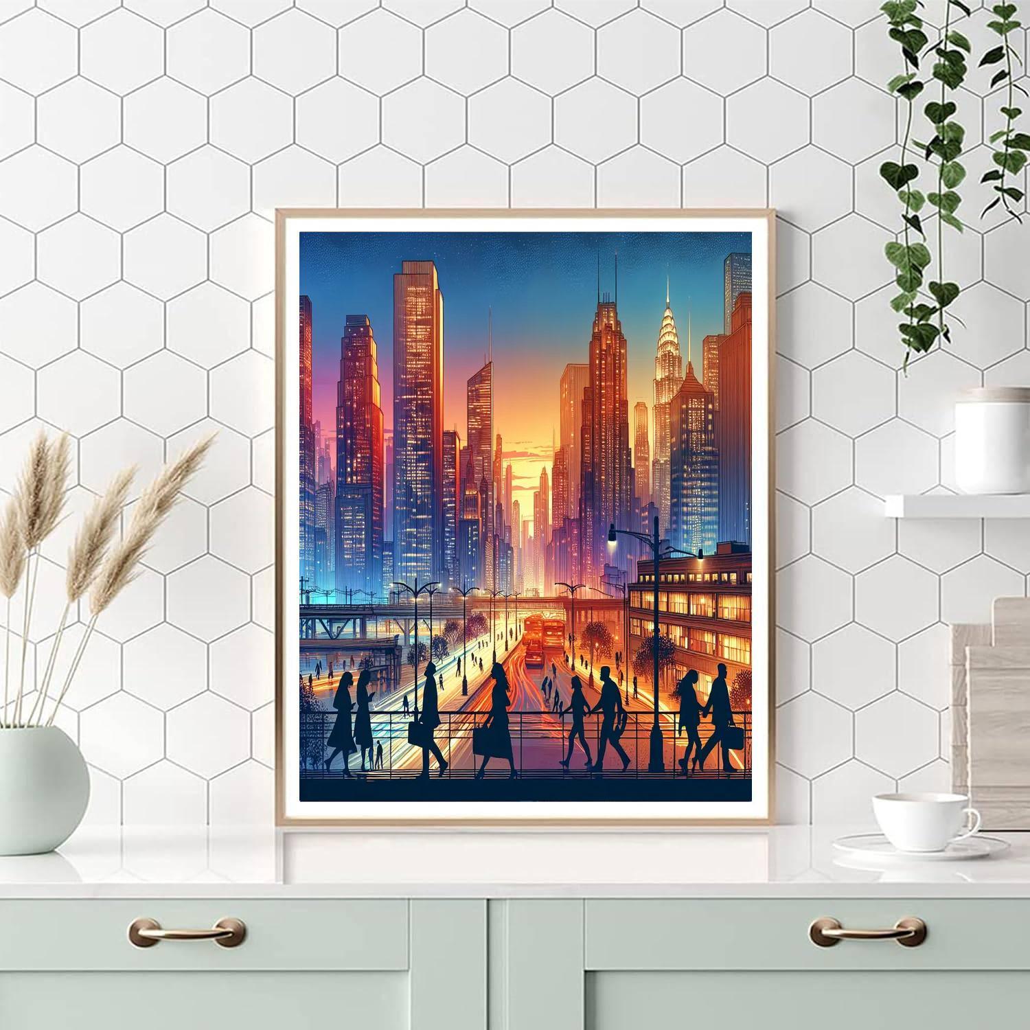 Elegant Cityscape Dusk DIY Paint By Numbers