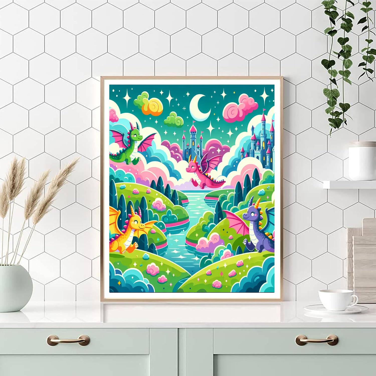 Fantasy Adventure With Dragons DIY Paint By Numbers