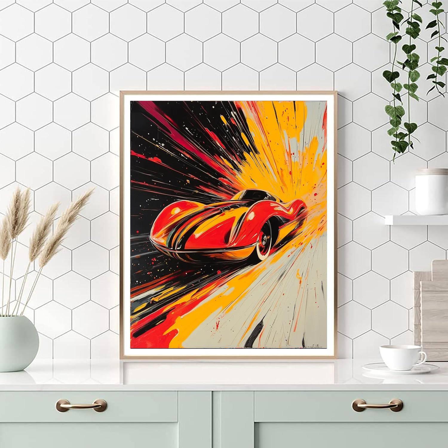 Giacomo Balla Inspired Modern Futurist Vehicle  DIY Paint By Numbers