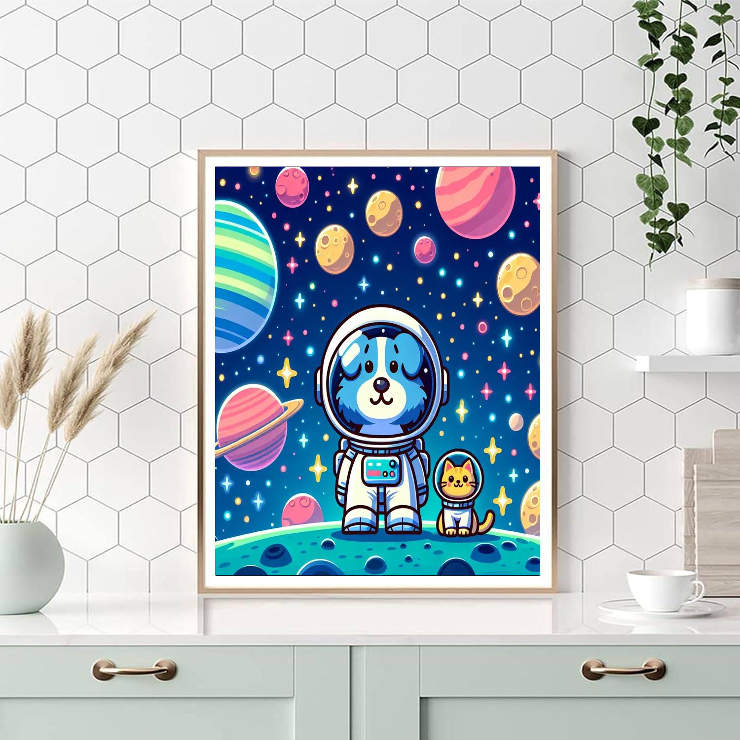 Space Animals Expedition Painting Number Kit