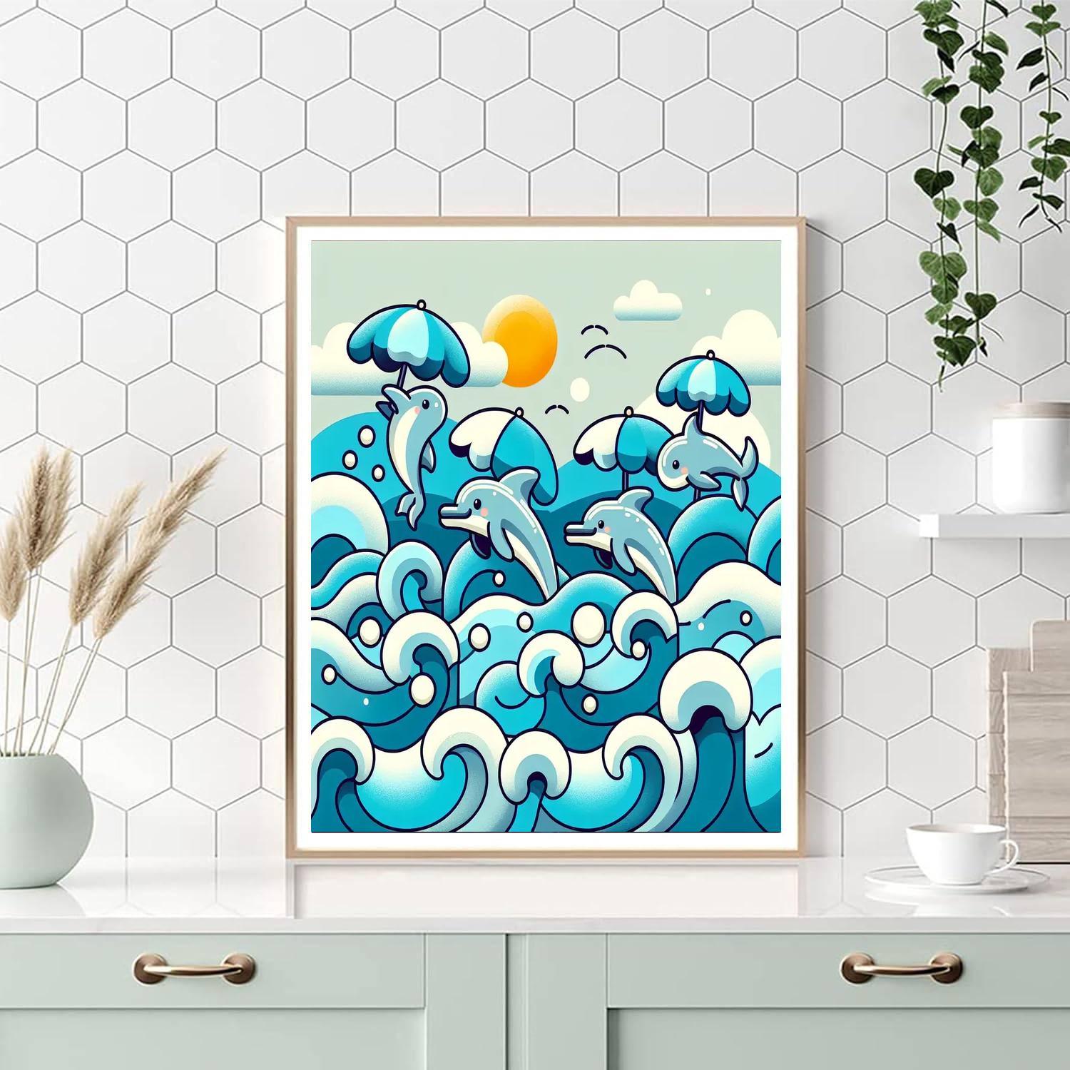 Playful Ocean Dolphins Paint By Number