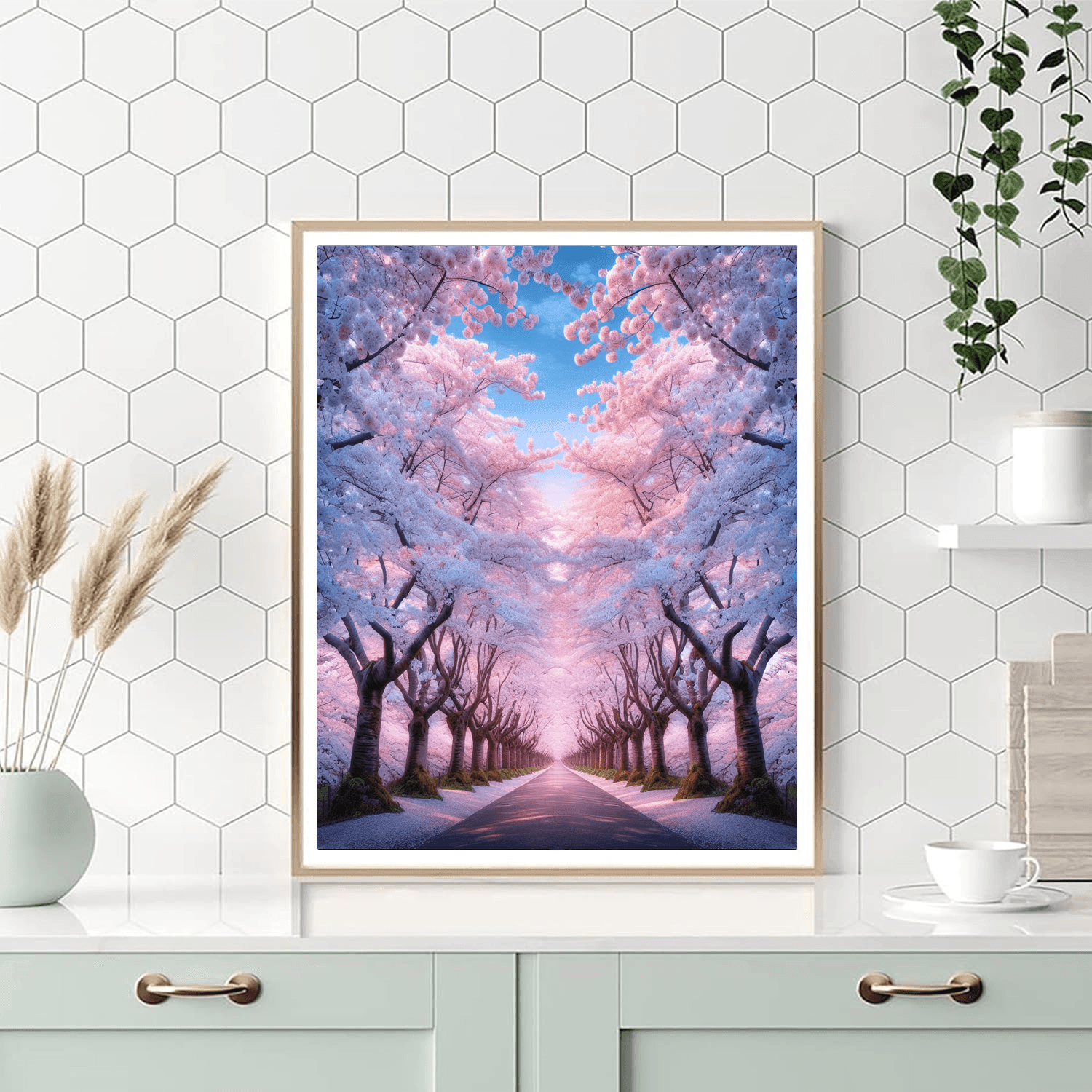 Charming Cherry Blossom Lane Painting Number Kit