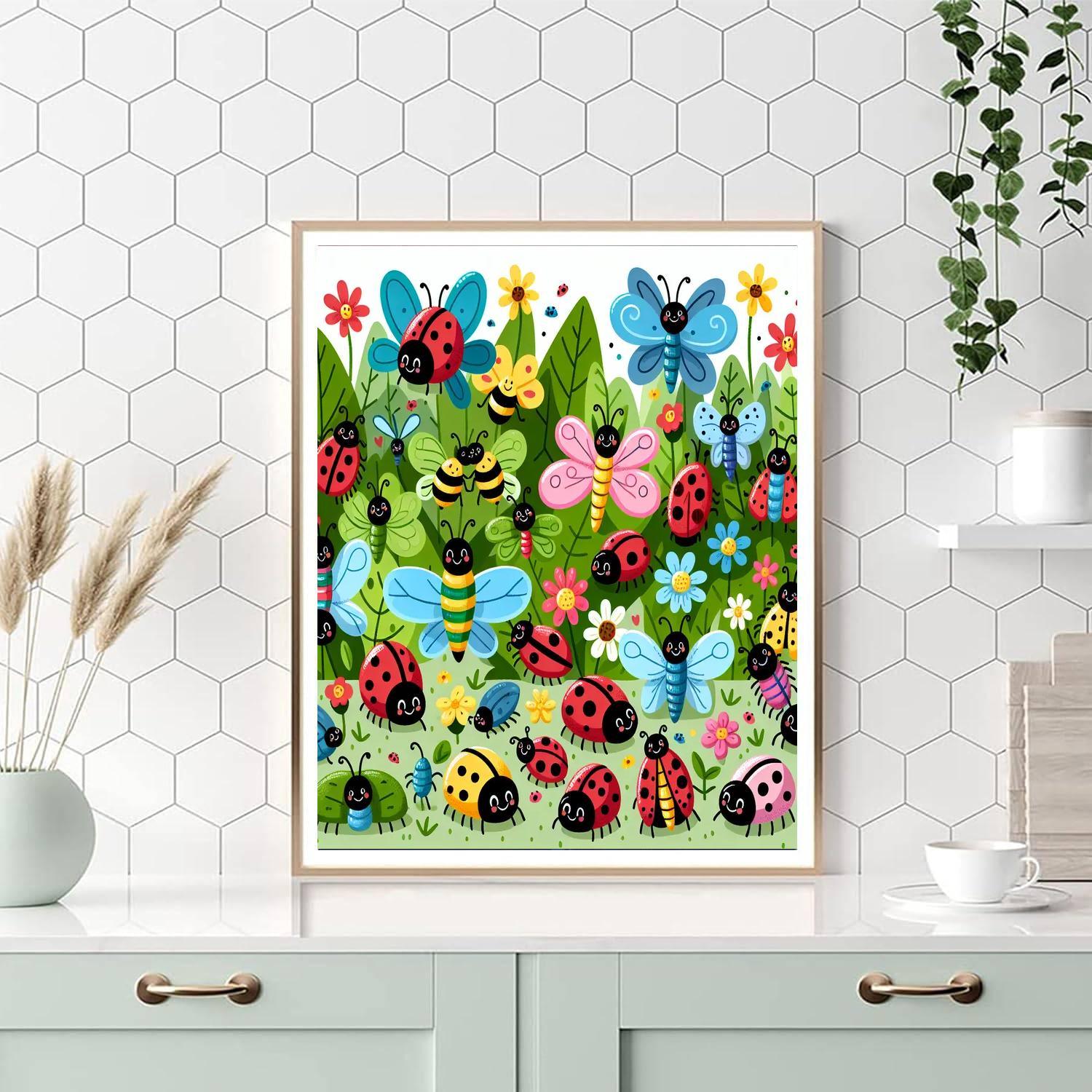 Lively Garden Of Insects Painting By Numbers Kit