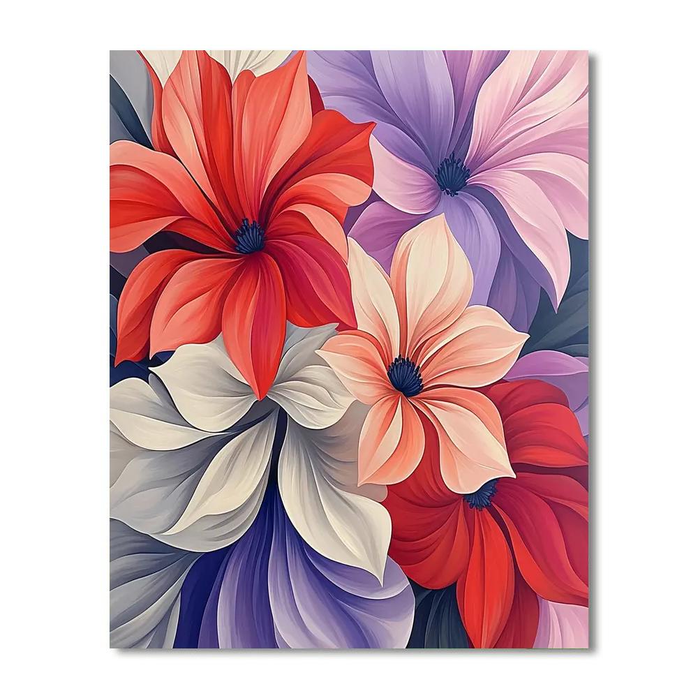 O'Keeffe Inspired Bold Floral Symphony  Number Painting