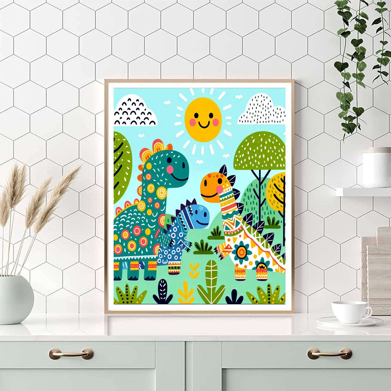 Happy Dino Day Number Painting