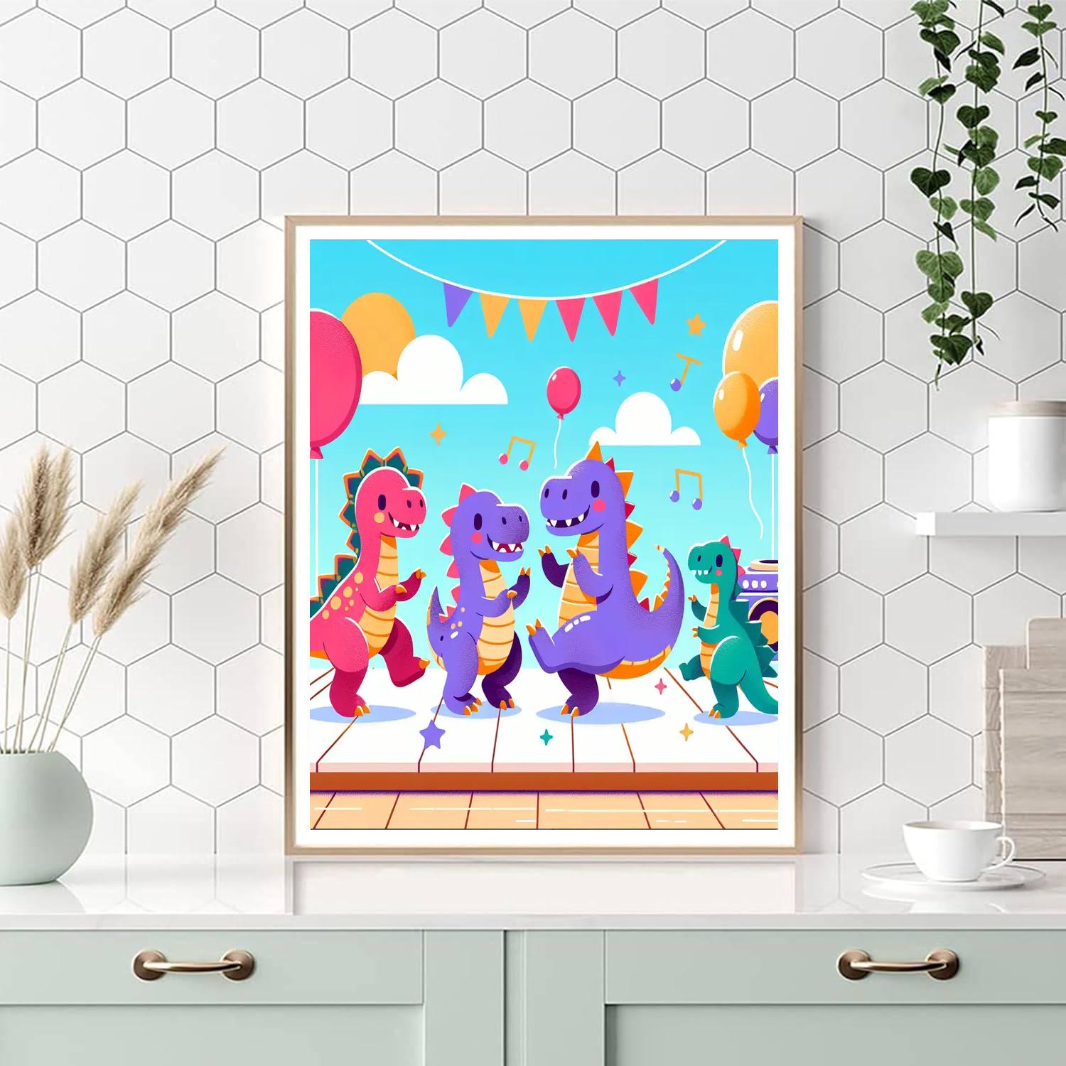 Dynamic Dino Dance Party Painting By Numbers Kit
