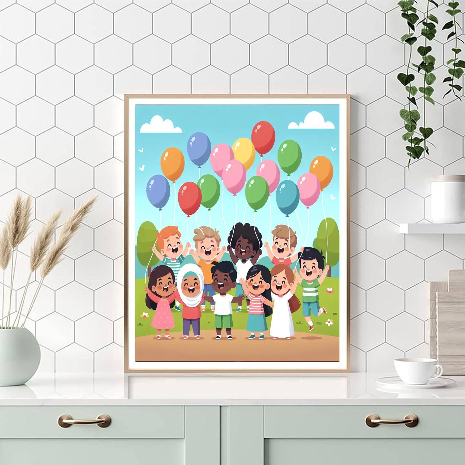 Balloons Over The Park Number Painting