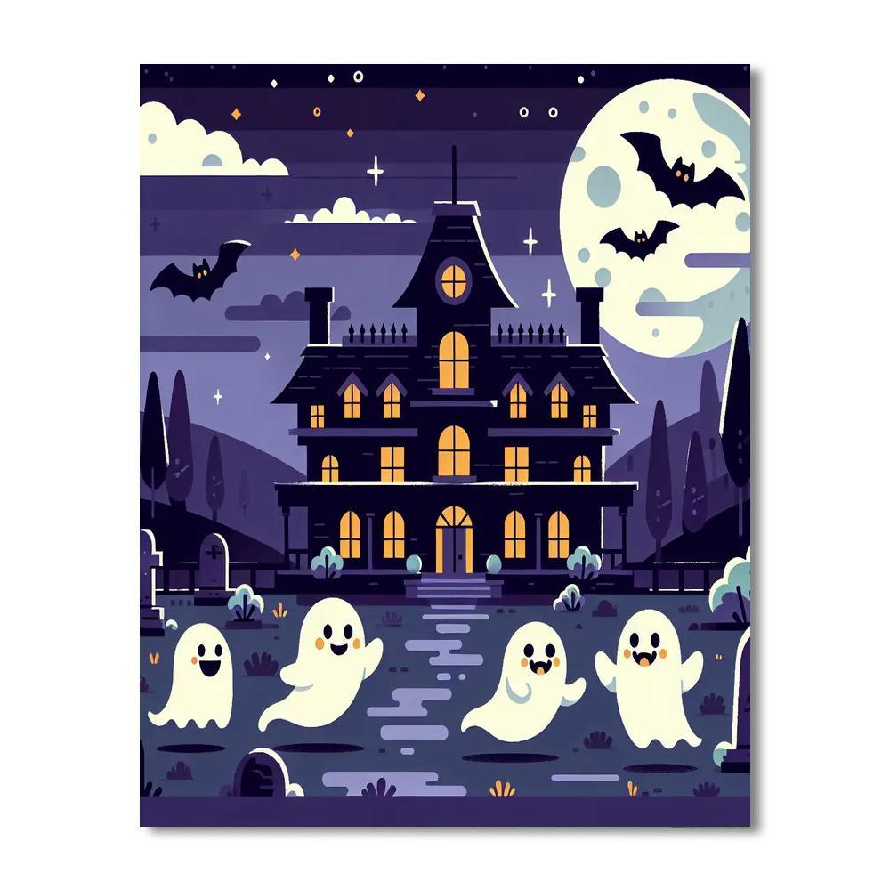 Halloween Haunted Mansion Painting Number Kit