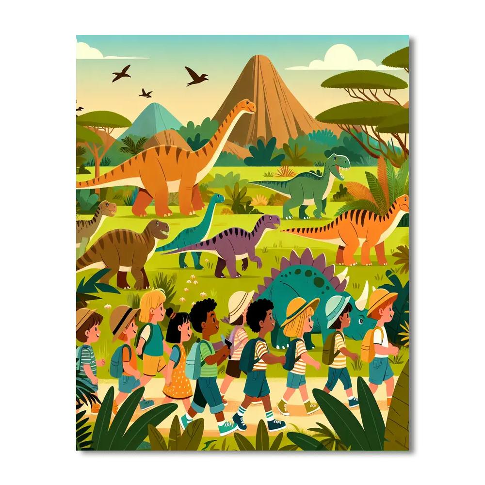 Playful Dinosaur Safari Number Painting