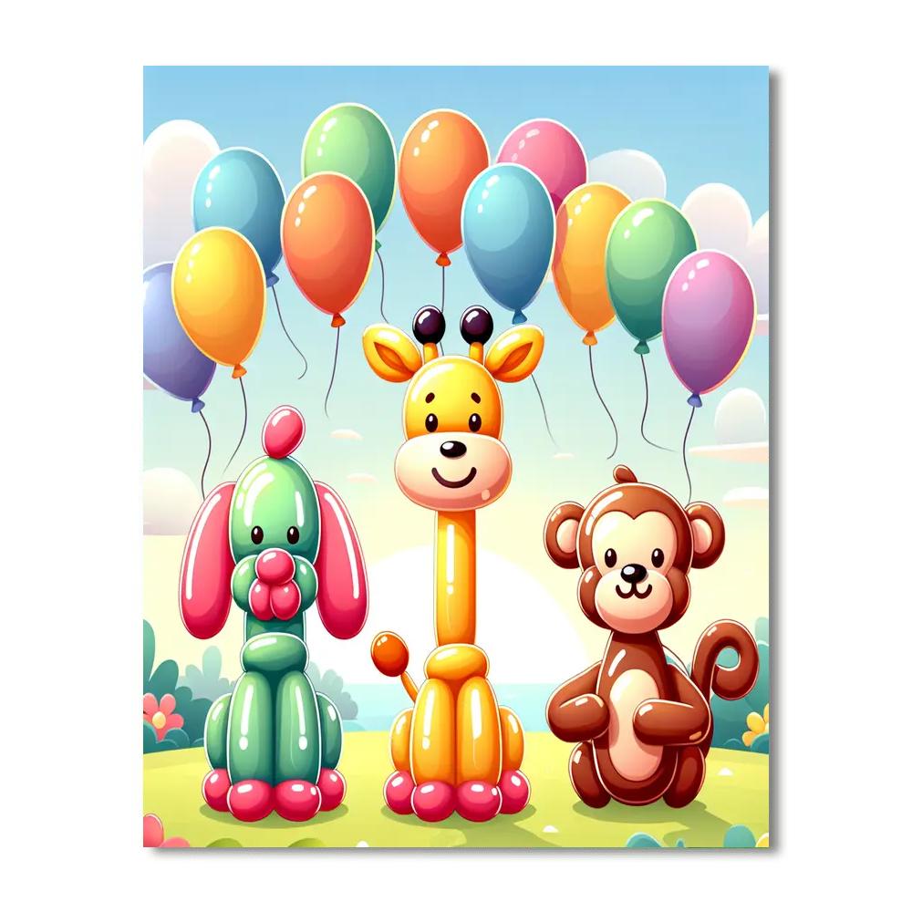 Happy Balloon Animals Painting Number Kit