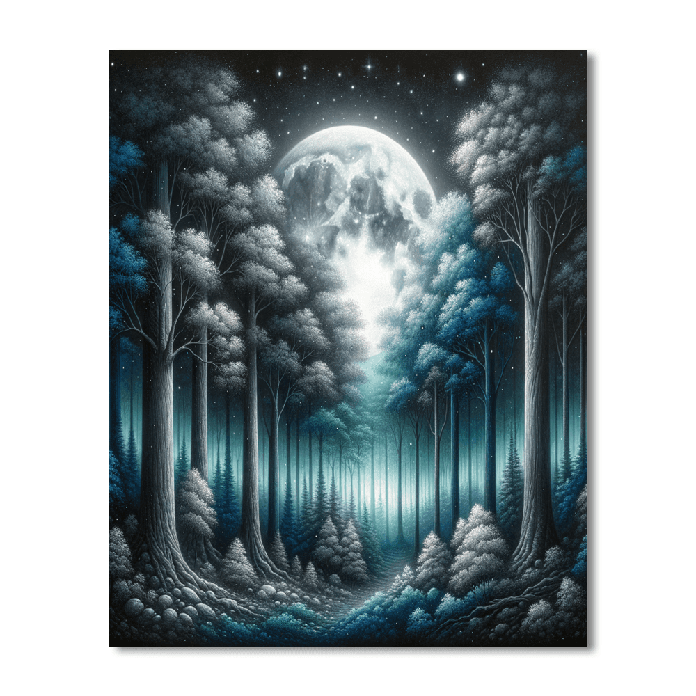 Enchanted Moonlit Forest Paint By Number