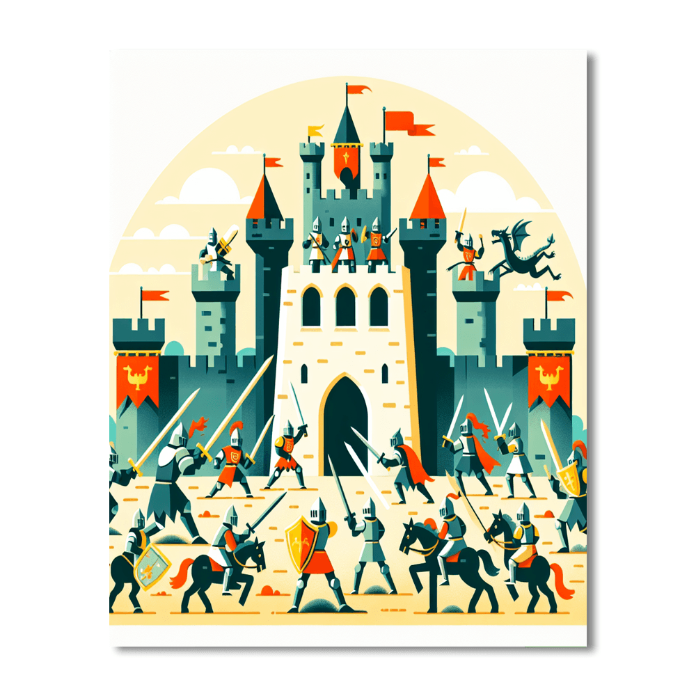 Fantasy Castle Siege Painting By Numbers Kit