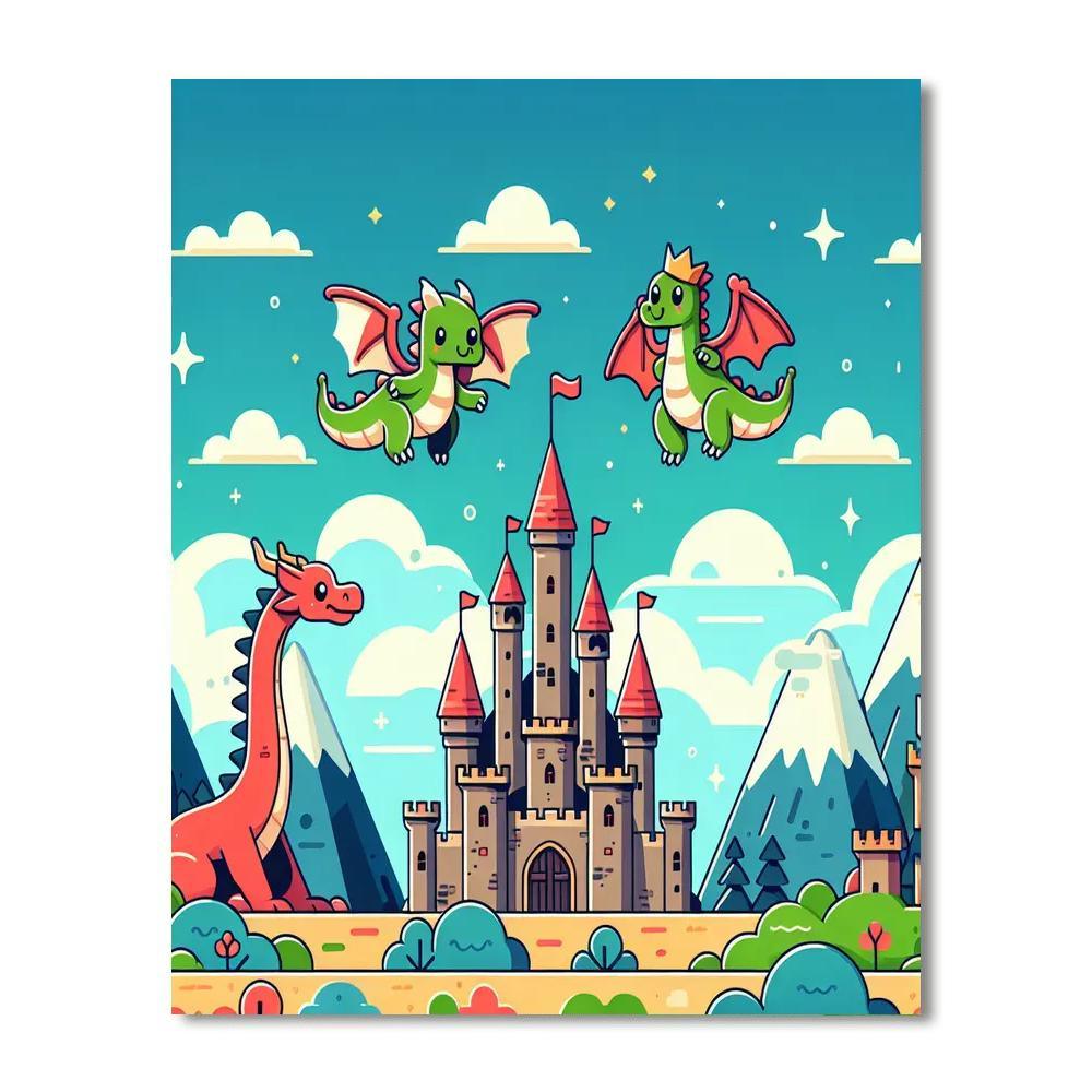 Castle And Dragons Tale Number Painting