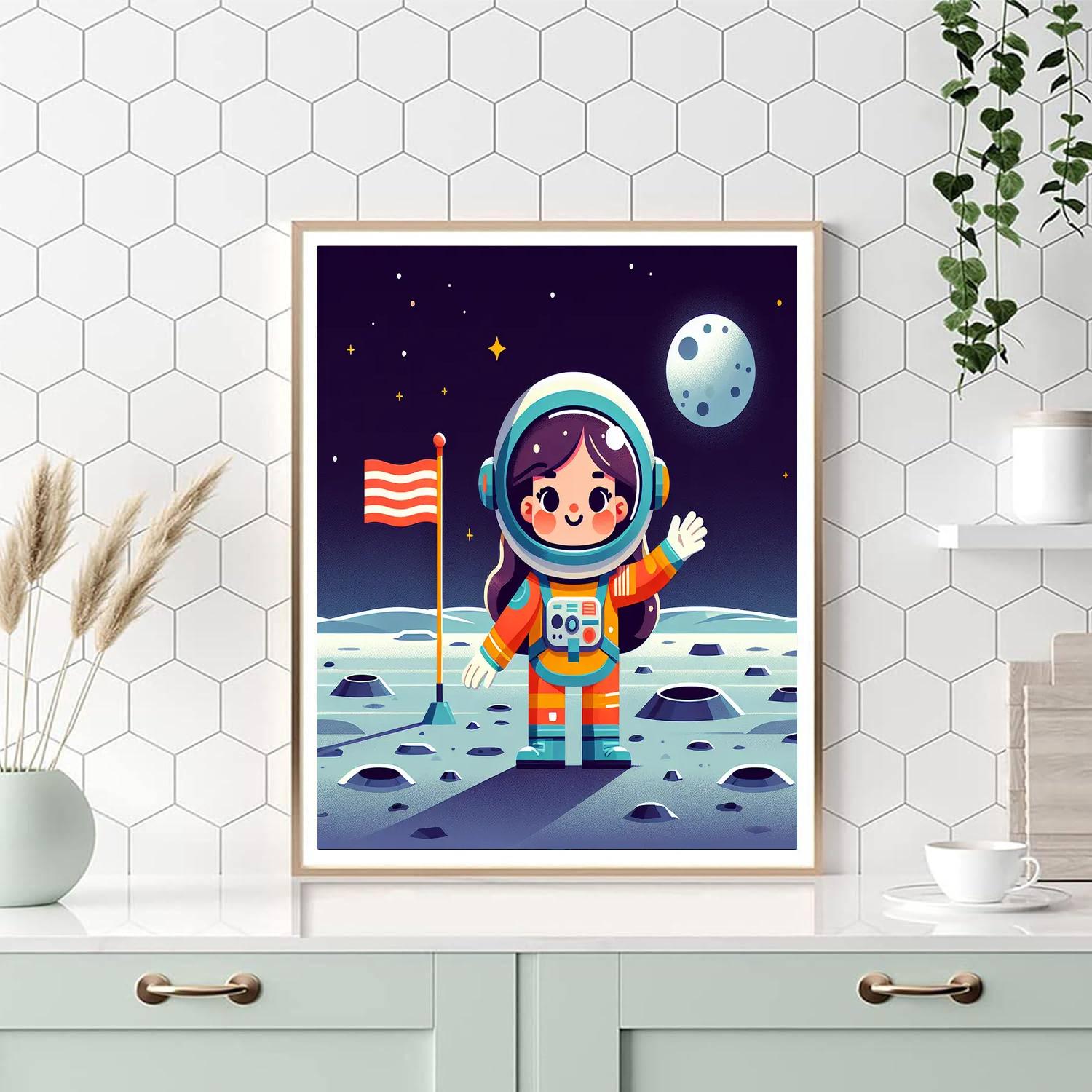 Astronaut On The Moon Numbered Painting Kits