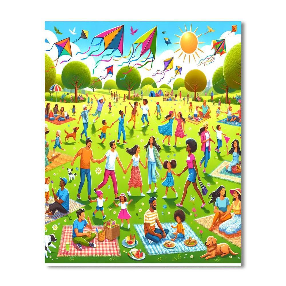 Joyful Day At The Park Number Painting