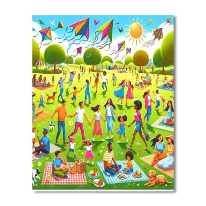 Joyful Day At The Park Number Painting