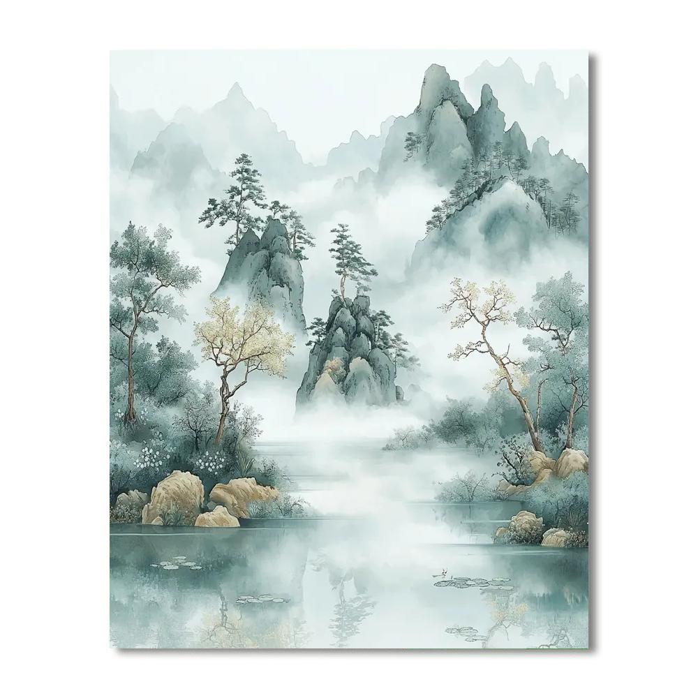 Zhao Mengfu Inspired Journey Through Misty Woods  Paint By Number