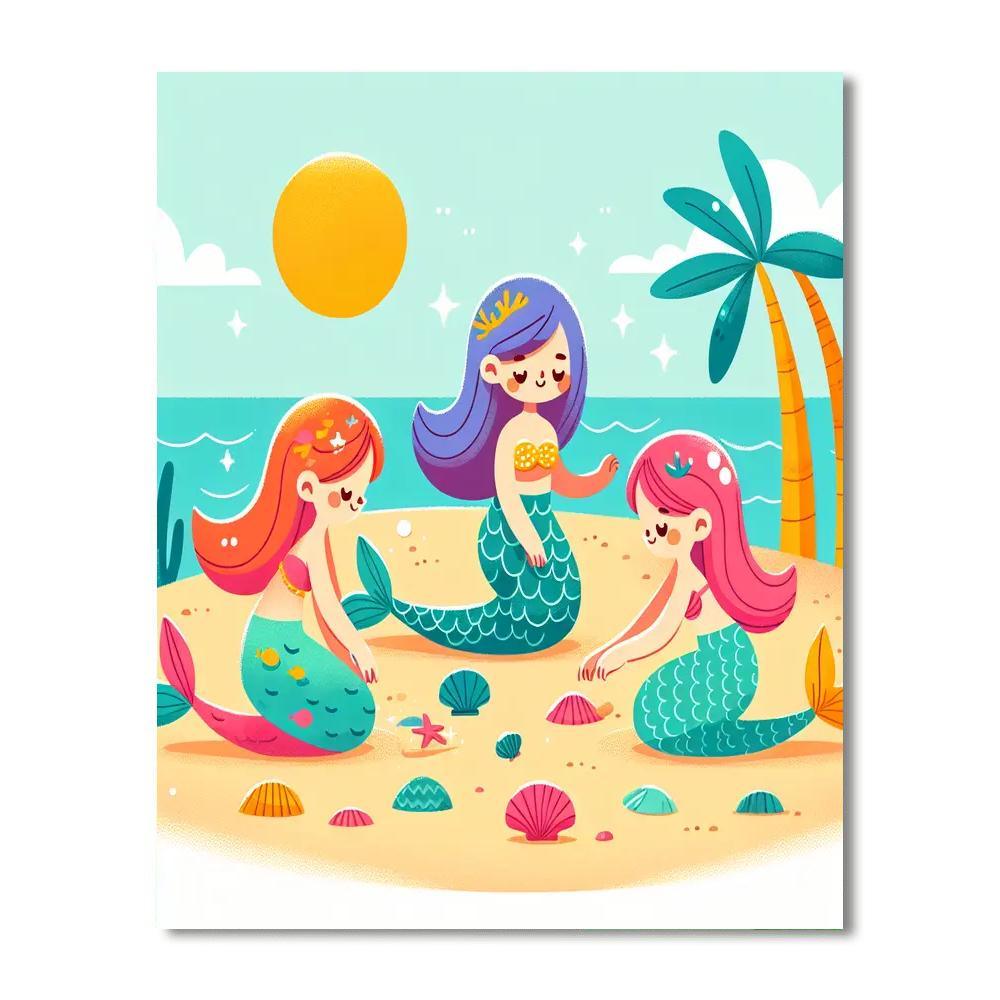 Beachside Mermaid Fantasy Numbered Painting Kits