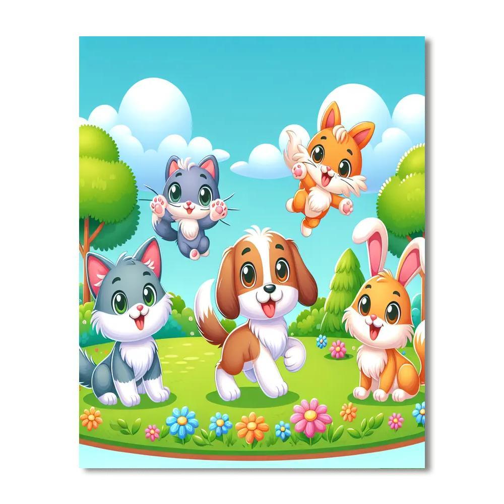 Cute And Cuddly Animal Friends Paint By Color