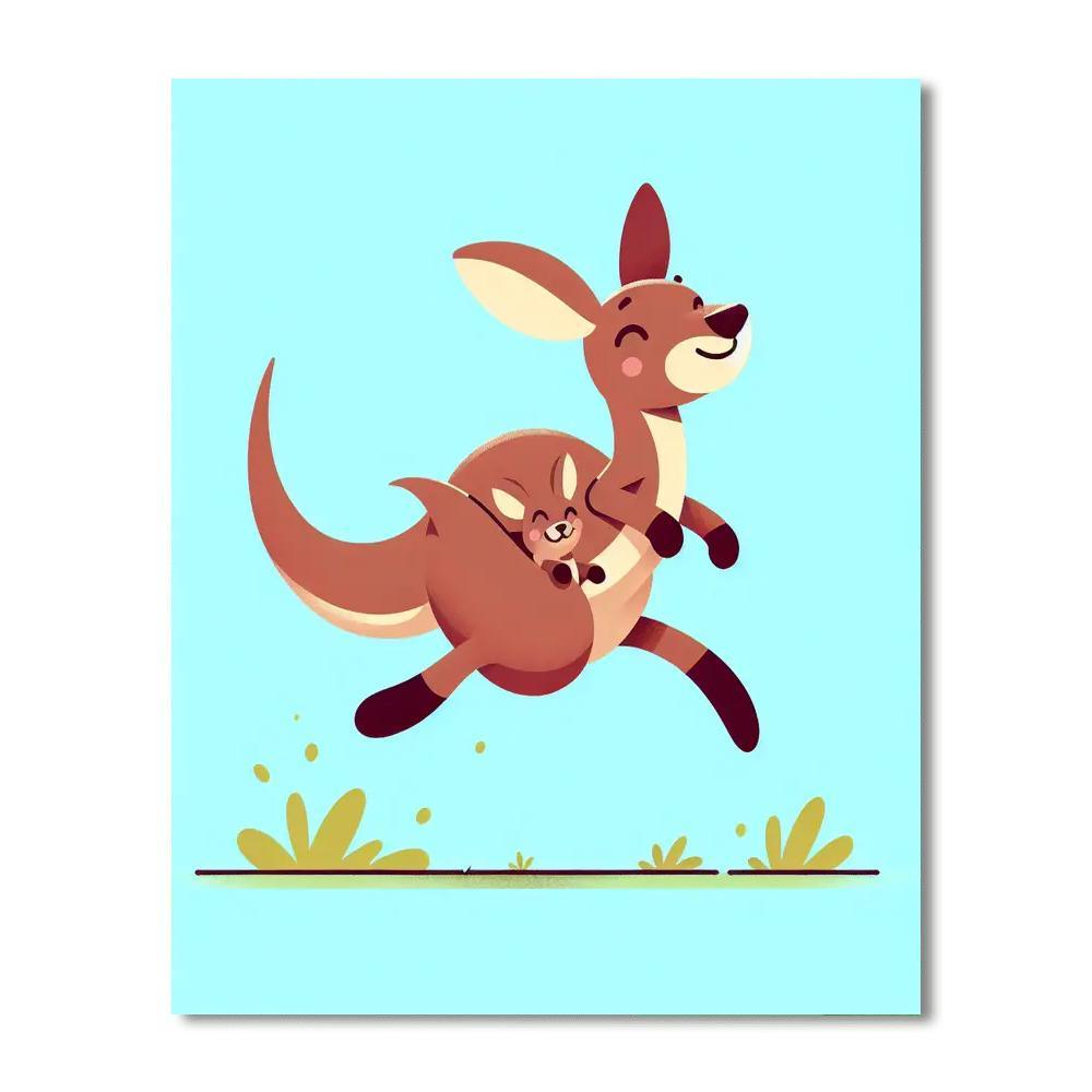 Joyful Kangaroo Bounce Paint By Number
