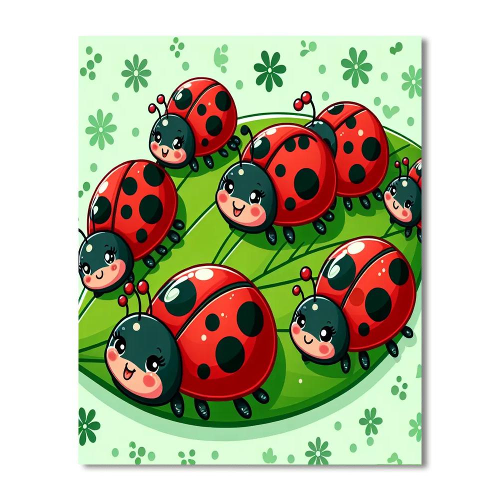 Joyful Ladybug Parade Paint By Numbers Kits
